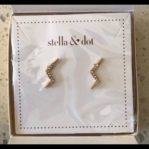 Stella & Dot lightening bolt crystal earrings new - Picture 6 of 6